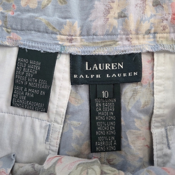 Vintage Lauren Ralph Lauren Linen Shorts Floral Womens 10, 30 Inch Waist Pink - Picture 5 of 8